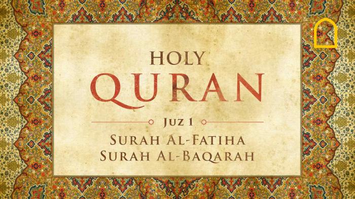 The Holy Quran- Juz 1 (Surah Al-Fatiha, Surah Al-Baqarah)