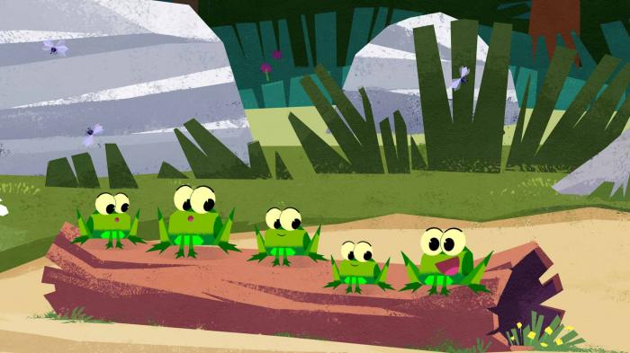 Five Little Speckled Frogs - Frogs on a Log
