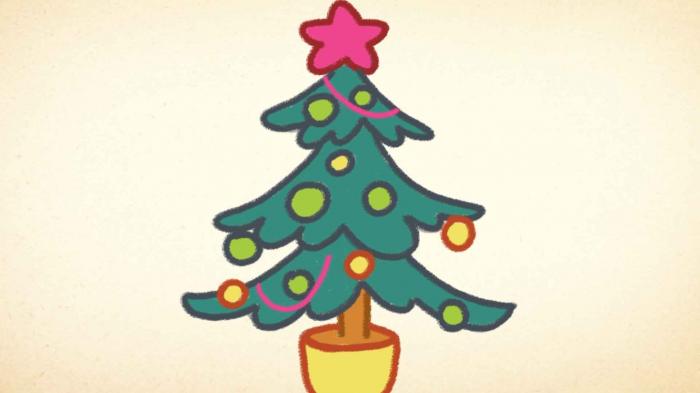 Drawing with Om Nom: How to Draw A Christmas Tree