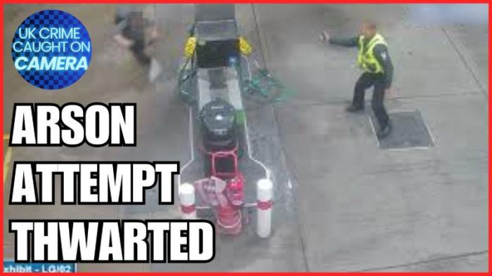 UK Crime Caught on Camera: Arson attempt at petrol station thwarted by cop